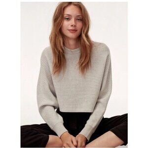 Wilfred Free Aritzia 100% Merino Wool Crop Lolan Sweater in Beige Grey Size L
